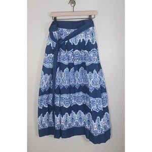 Talbots Cotton Floral Midi Skirt Women's Size 16W Vacation Coastal Beach Summer